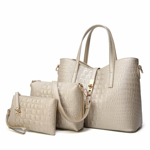 Three-Piece Women's Casual PU Leather Handbags