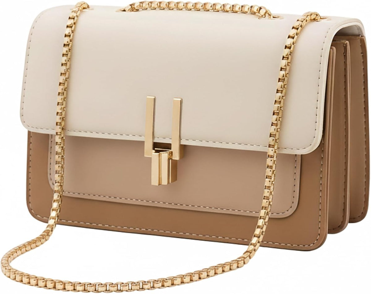 Women's Small Crossbody Bag Vegan Leather Shoulder Purse with Chain Strap