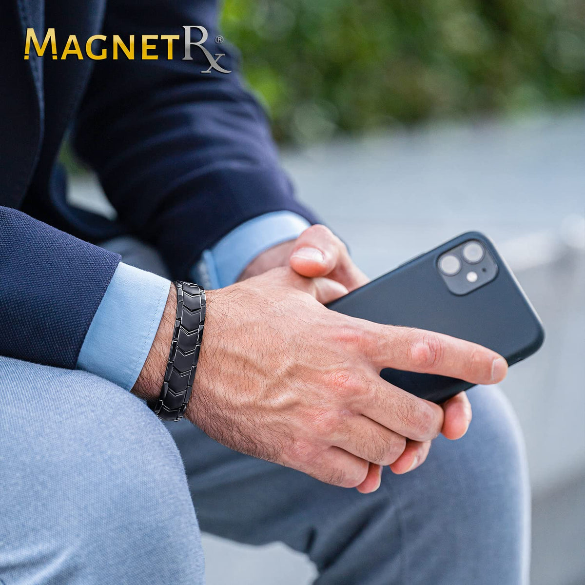 MagnetRX® 3X Strength Titanium Magnetic Bracelets for Men (Black)
