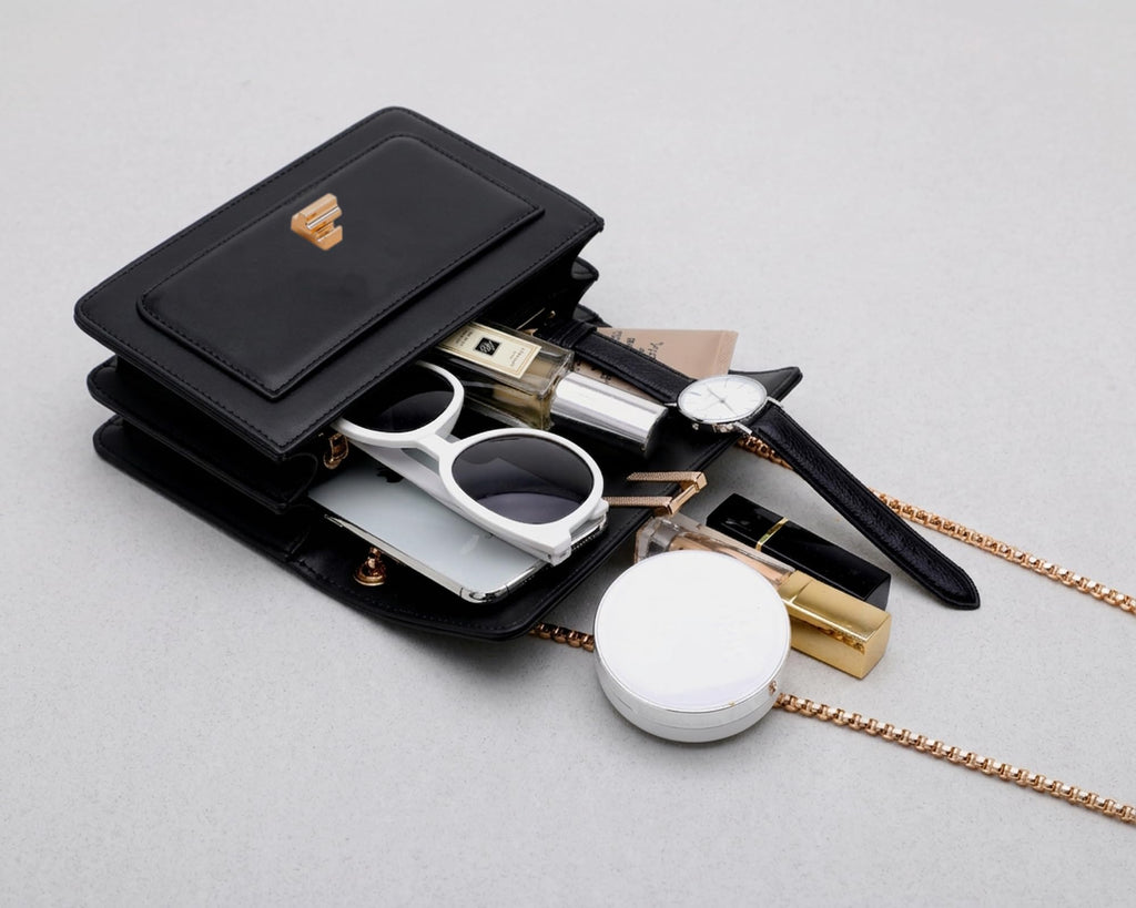 Women's Small Crossbody Bag Vegan Leather Shoulder Purse with Chain Strap