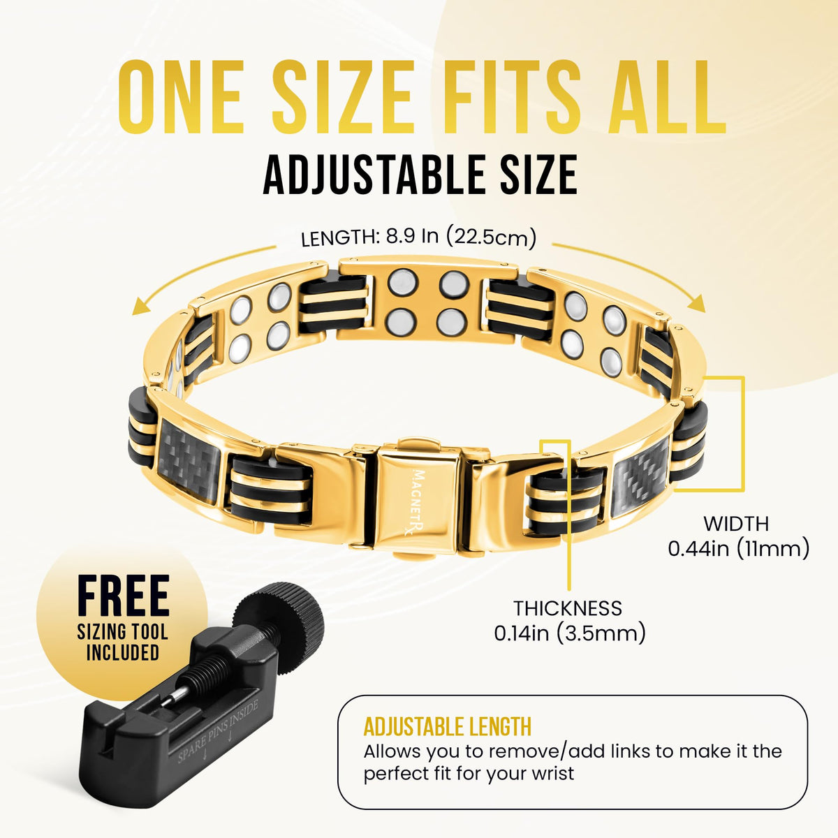 MagnetRX® 3X Strength Titanium Magnetic Bracelets for Men (Black)