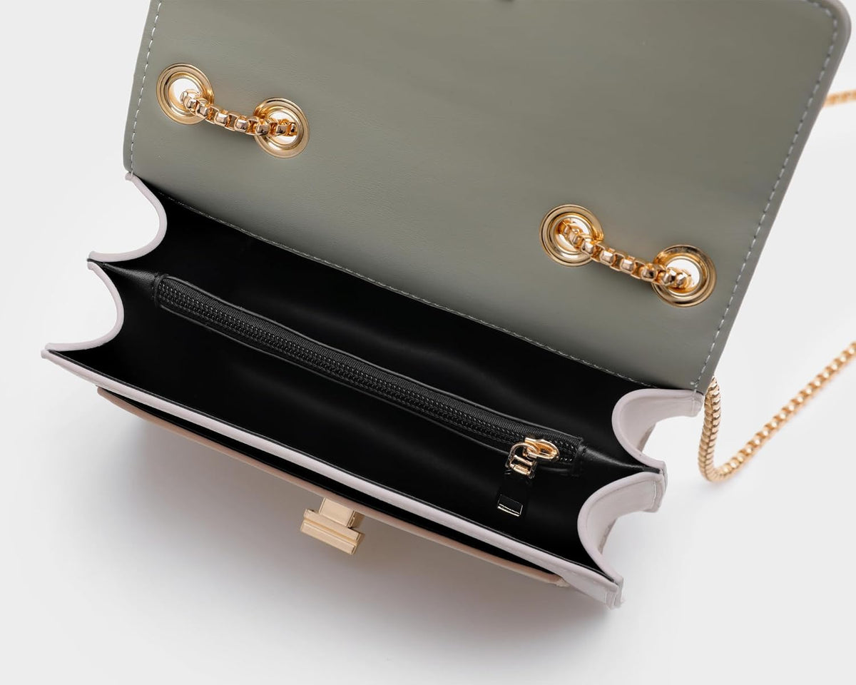 Women's Small Crossbody Bag Vegan Leather Shoulder Purse with Chain Strap