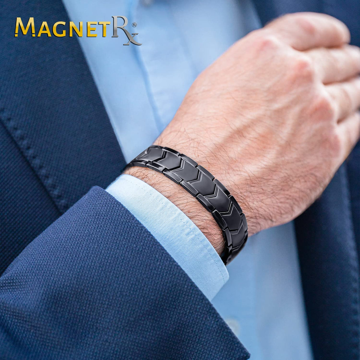 MagnetRX® 3X Strength Titanium Magnetic Bracelets for Men (Black)