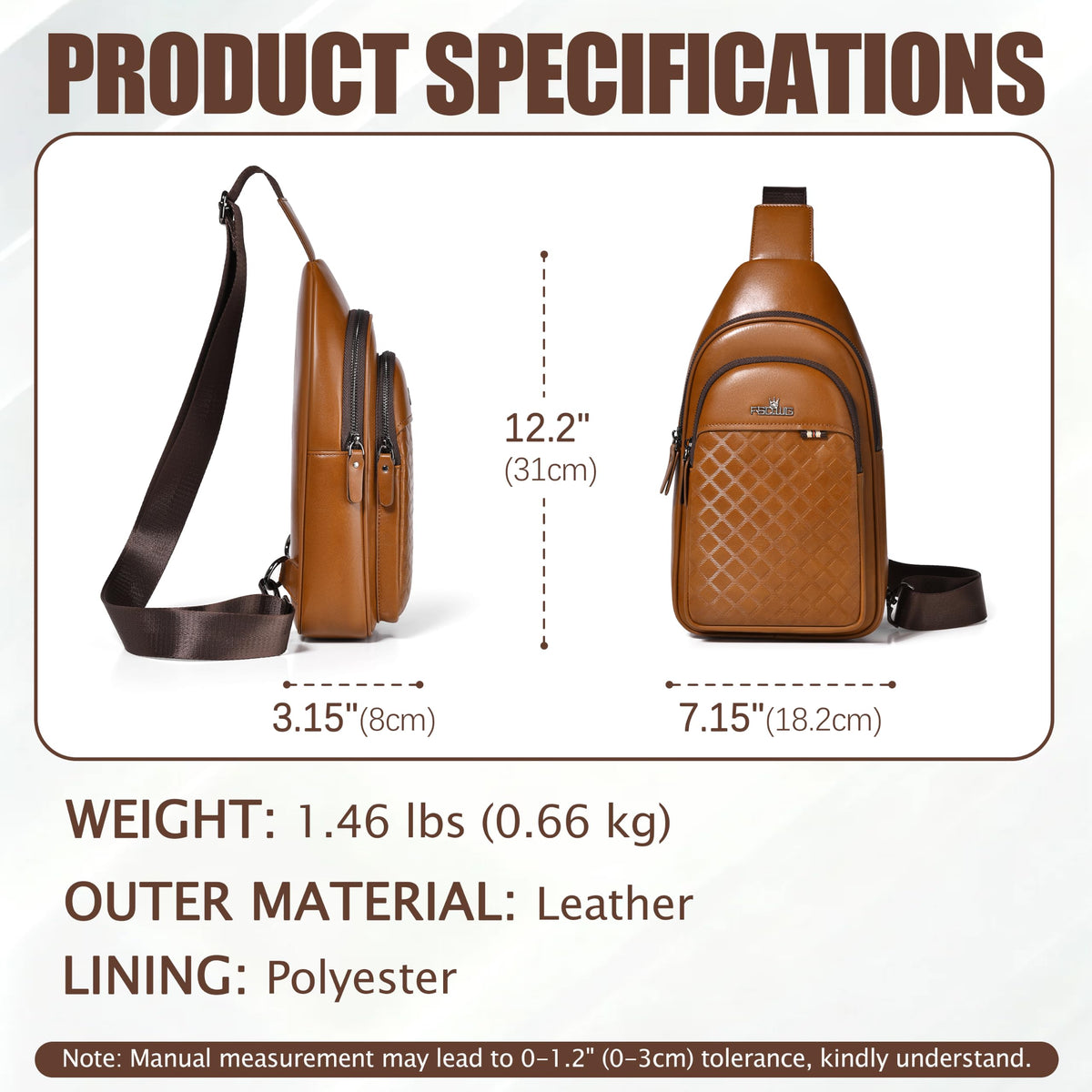 FSD.WG sling Backpack for Men Chest Bag Crossbody Shoulder Bags Travel Bag Purse for Men with Water Resistant