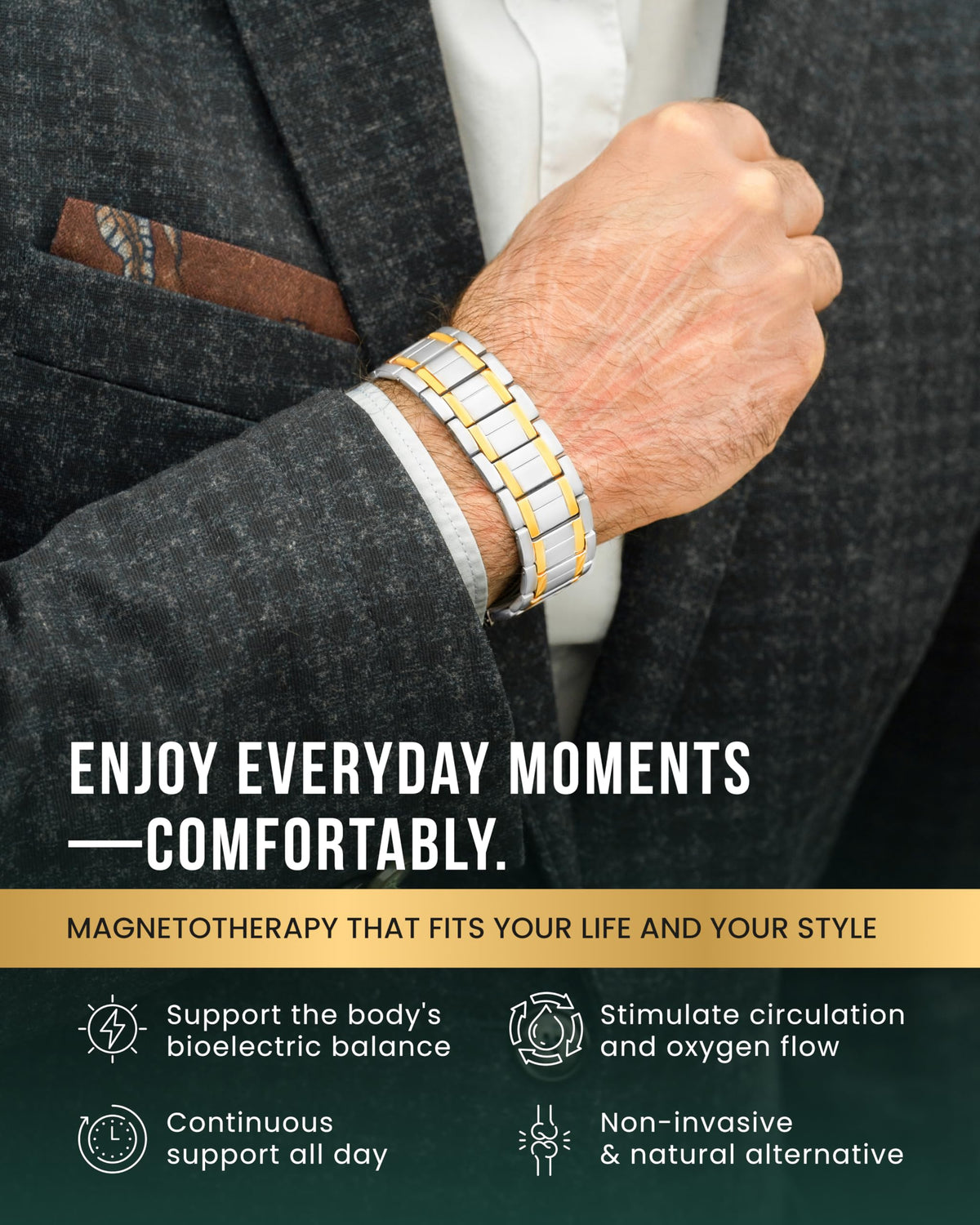 MagnetRX® 3X Strength Titanium Magnetic Bracelets for Men (Black)