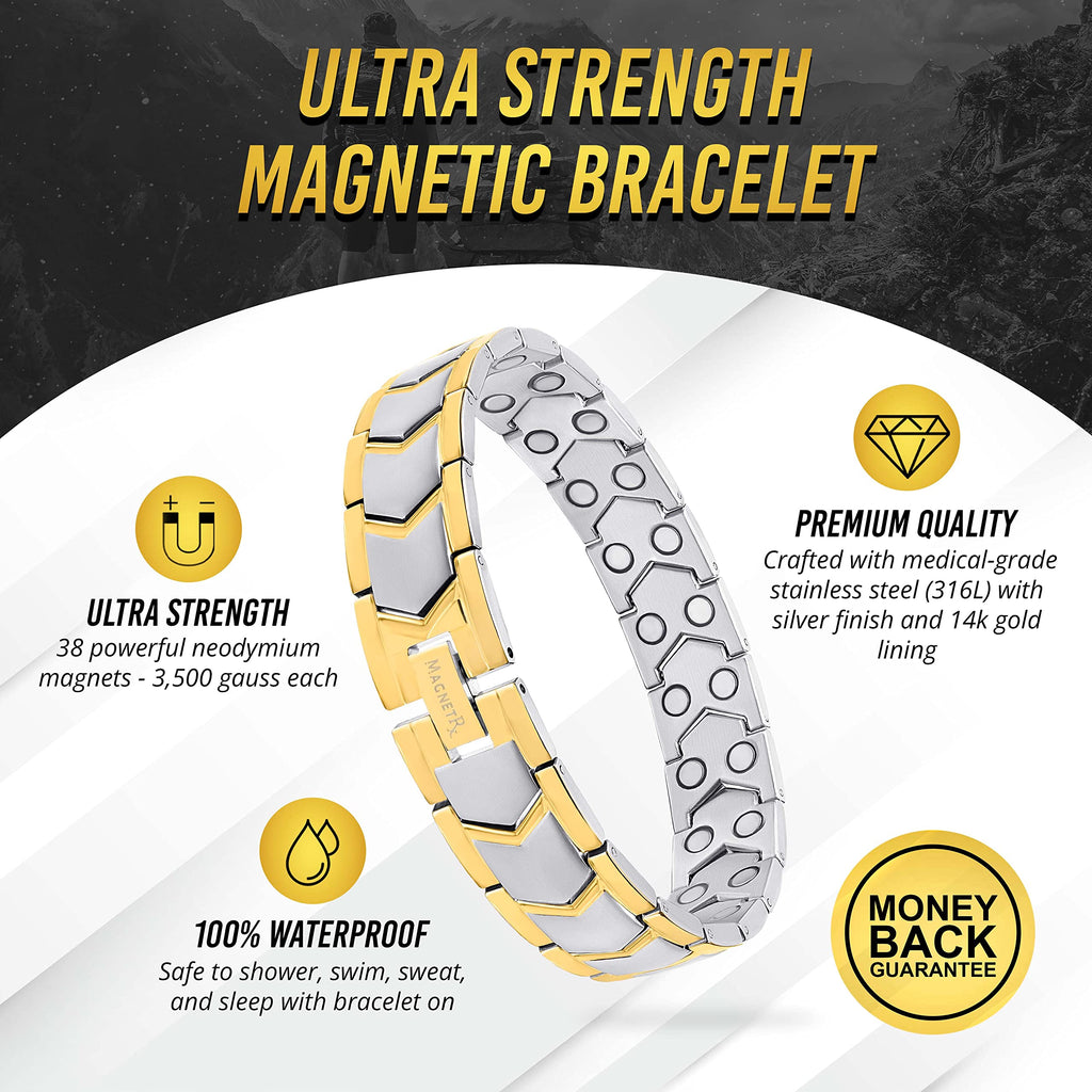 MagnetRX® 3X Strength Titanium Magnetic Bracelets for Men (Black)