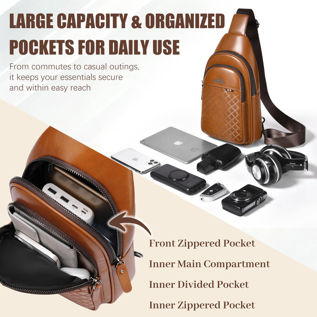 FSD.WG sling Backpack for Men Chest Bag Crossbody Shoulder Bags Travel Bag Purse for Men with Water Resistant