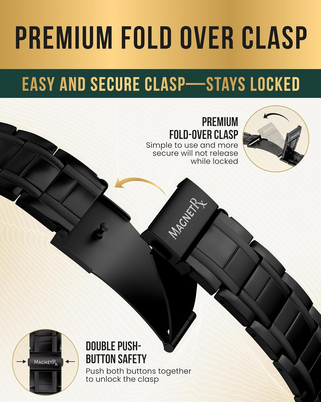 MagnetRX® 3X Strength Titanium Magnetic Bracelets for Men (Black)