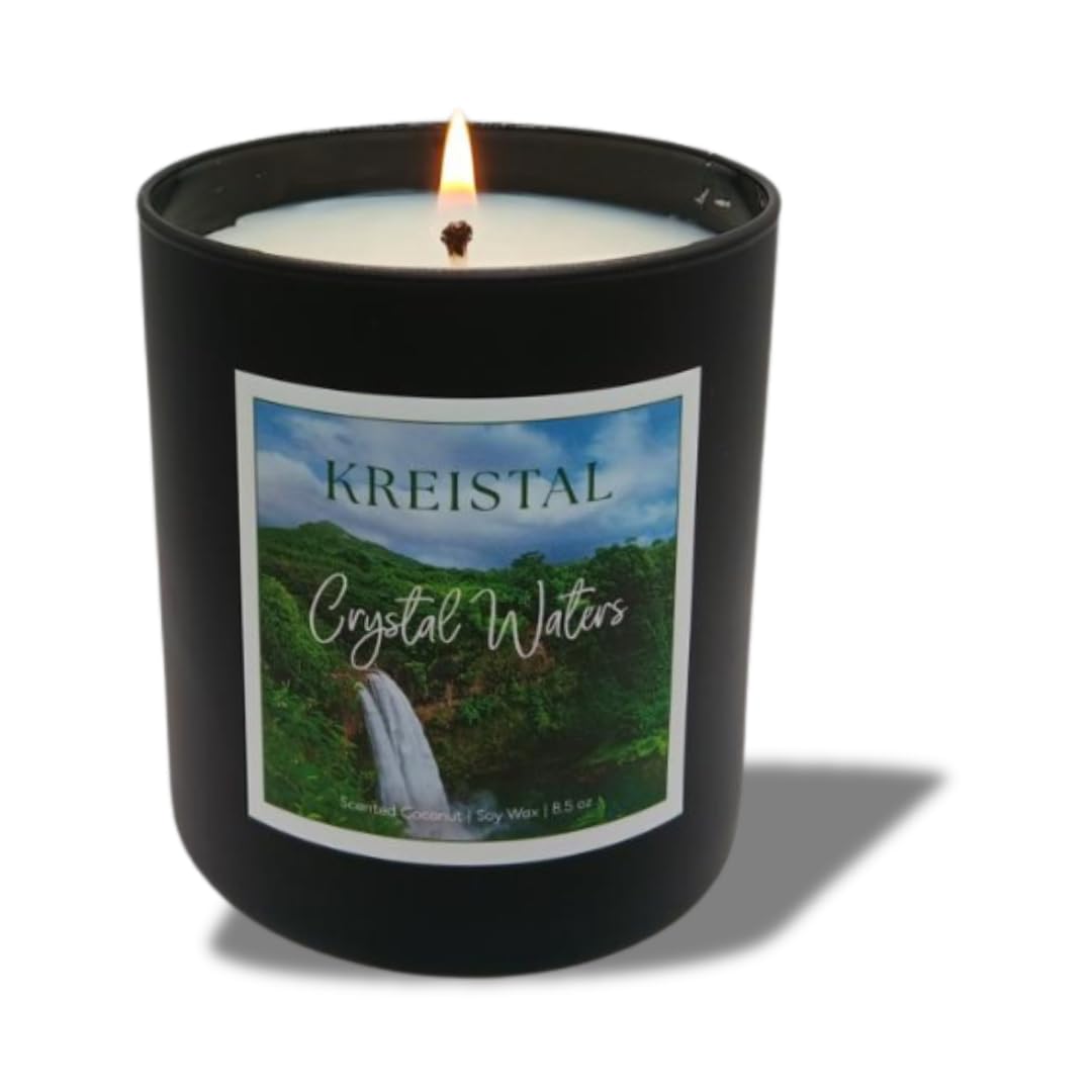 Luxury Scented Candles Aromatherapy Candles with Essential Oil Fragrances Ideal Gift for Home Decor Relaxation Stress Relief | Eco-Friendly & Long-Lasting (Crystal Waters)