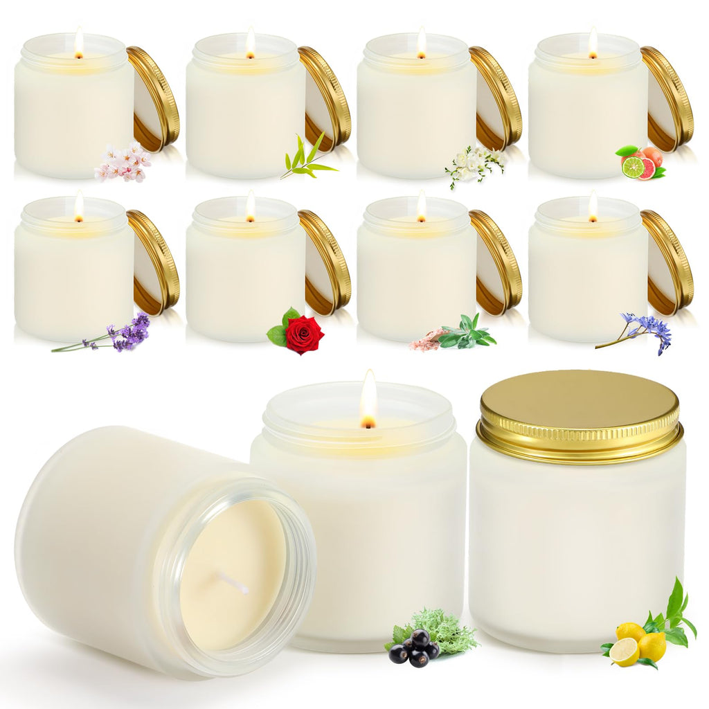 Yexiya 50 Pcs Mini Mason Jar Candles 3.5oz Scented Small Jars Candles Bulk 10 Fragrances Relief Aromatherapy Candles Gifts Set for Wedding Bridal Baby Shower Party Favors Birthday Gifts(Fresh Scent)