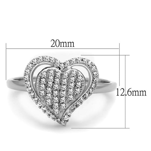 Rhodium Sterling Silver Ring with Clear CZ