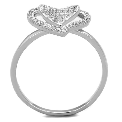 Rhodium Sterling Silver Ring with Clear CZ