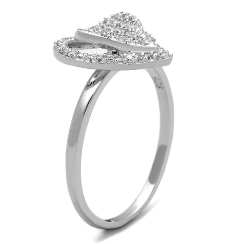 Rhodium Sterling Silver Ring with Clear CZ