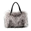 Womens Shoulder Handbags Faux Fur Tote Bag Fluffy Satchel Handbags for Women Mom Friends Bridesmaids (grey)