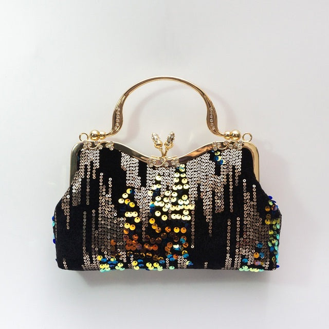 Velvet Clutch Evening Handbags with Sequin Design