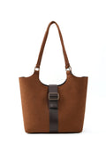Brown Faux Leather Snap Closure Crossbody Hand Bag Single Brown