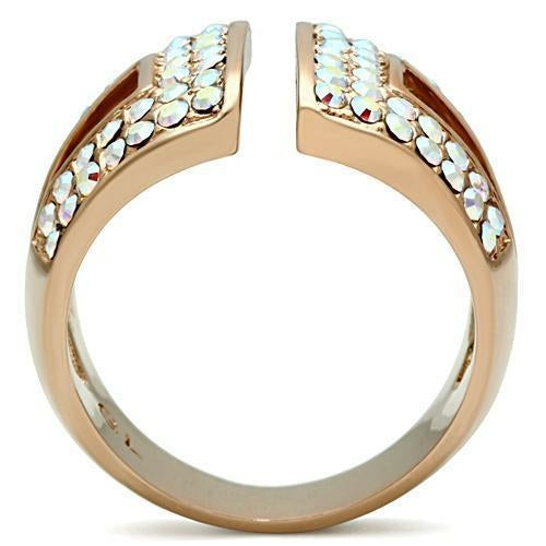 GL222 - IP Rose Gold(Ion Plating) Brass Ring with Top Grade Crystal