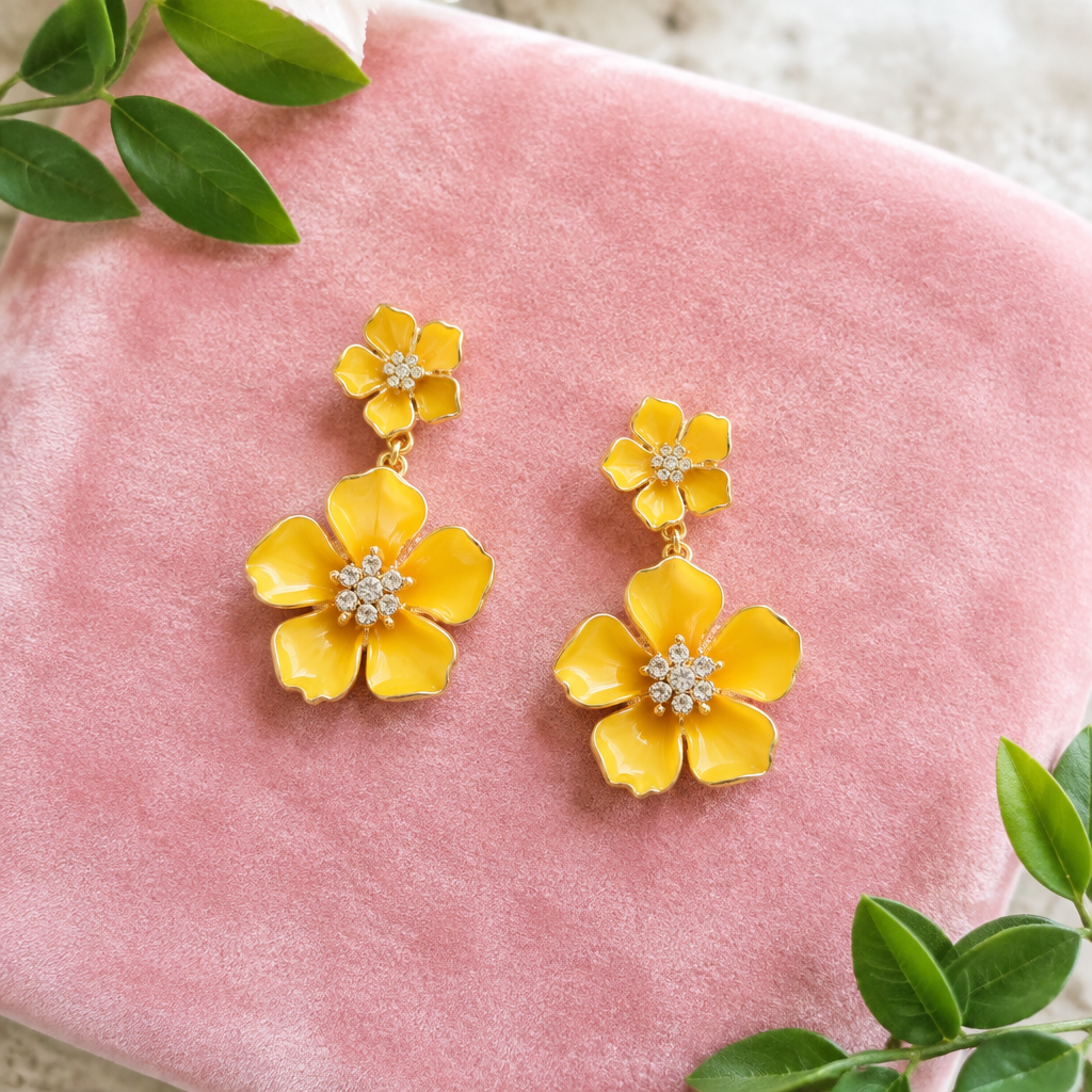 Pop Of Yellow Floral Earrings