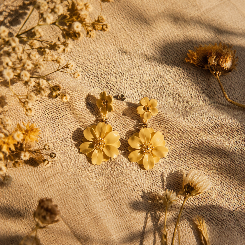 Pop Of Yellow Floral Earrings